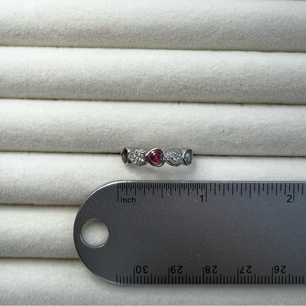 3 stone tourmaline heart ring